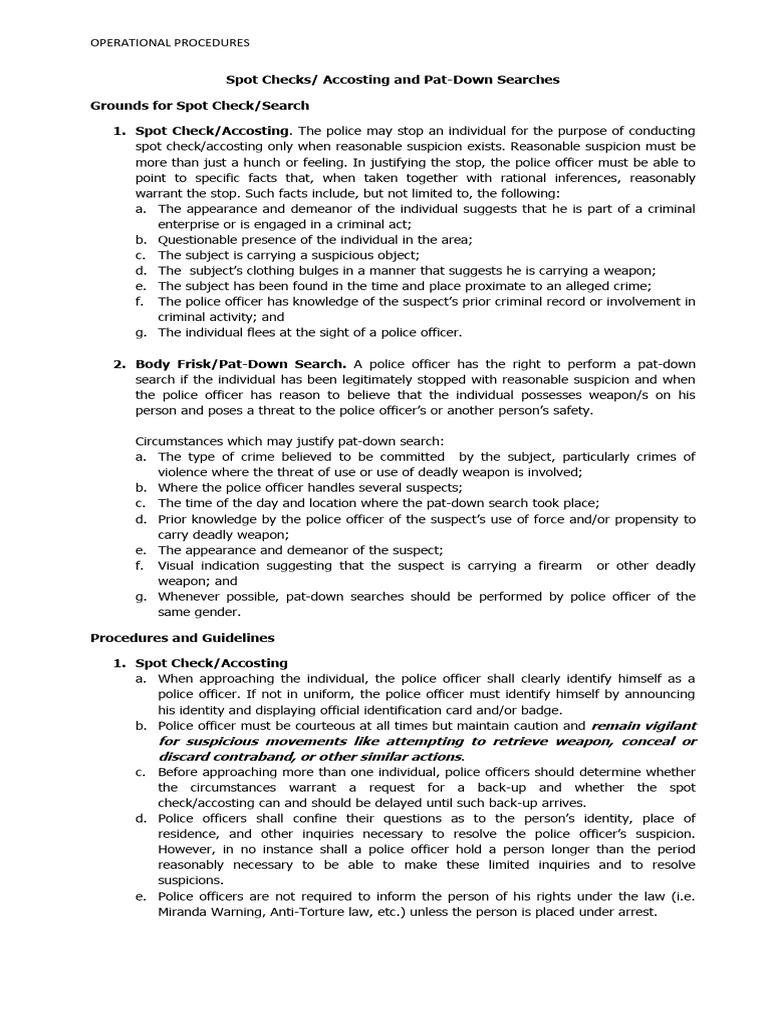 POLICE-OPERATIONS2 (1) | PDF | Reasonable Suspicion | Police