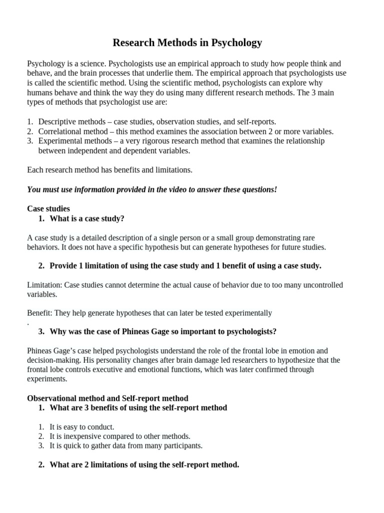 Key Research Methods in Psychology | PDF | Psychology | Experiment