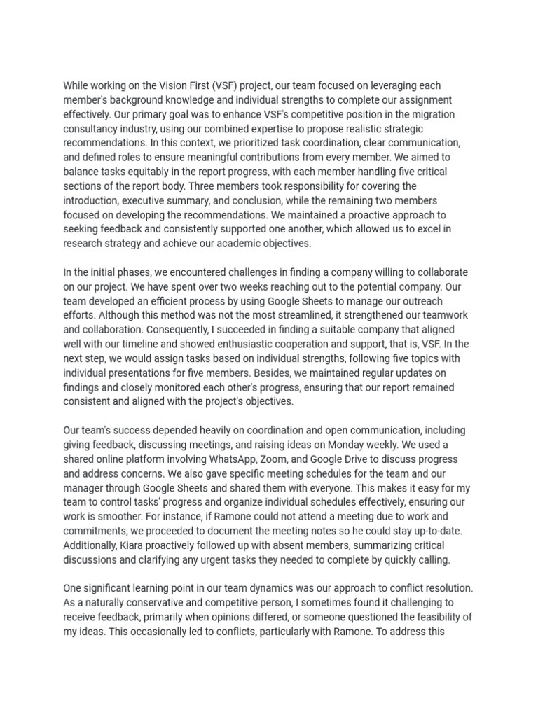 Team Dynamics in VSF Project Management | PDF | Communication | Goal