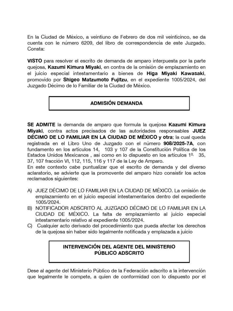 Amparo por omisión de emplazamiento | PDF | Demanda judicial | Caso de ley