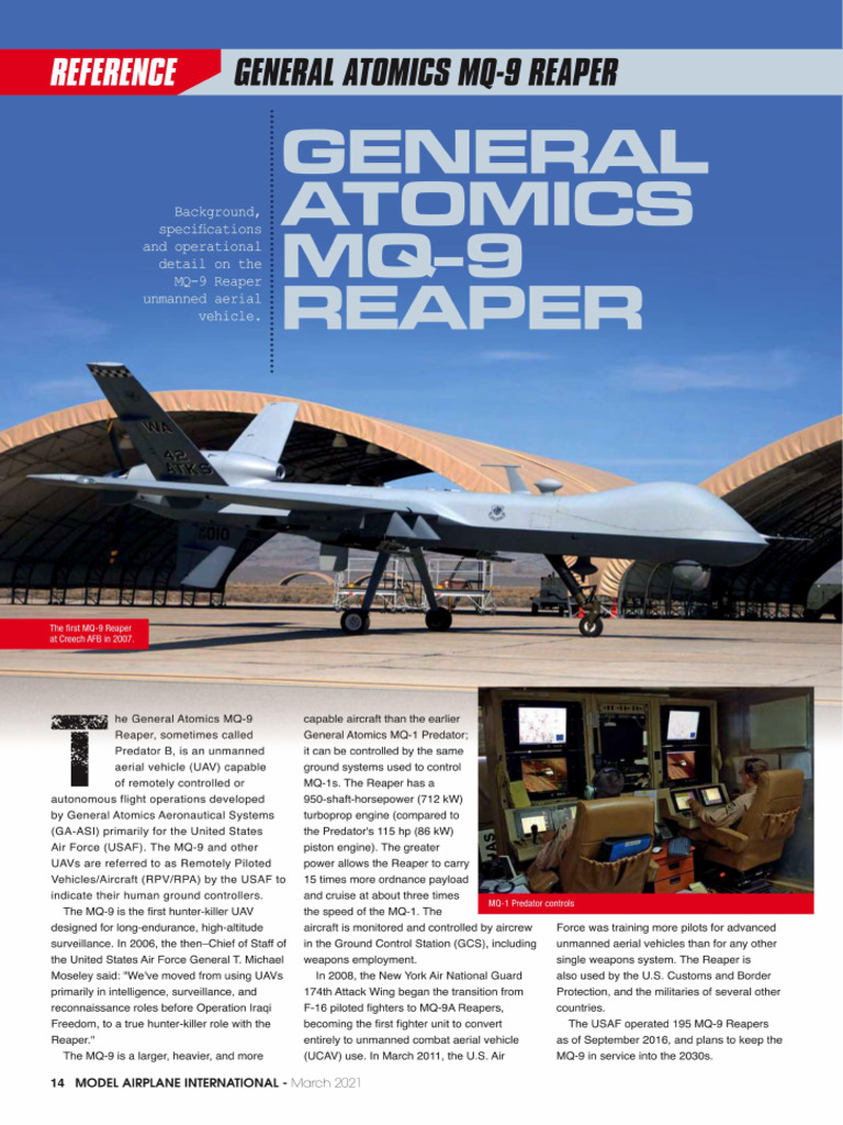 General Atomics MQ-9 Reaper Drone Article | PDF