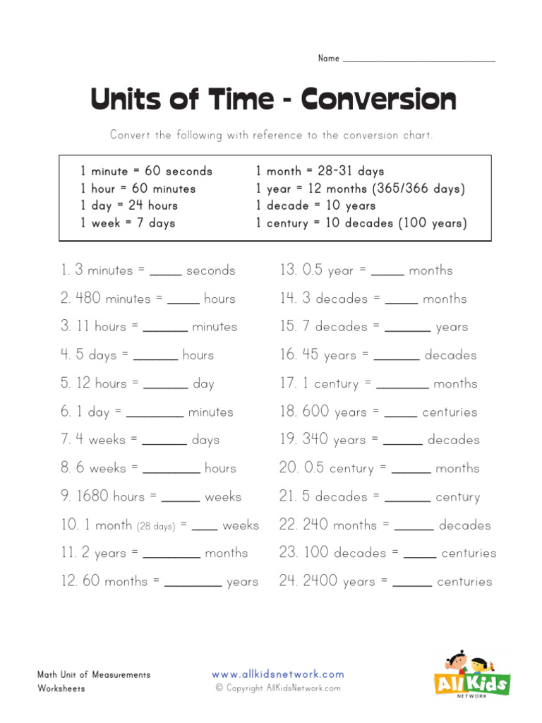 Units of Time Conversion | PDF | Units Of Measurement