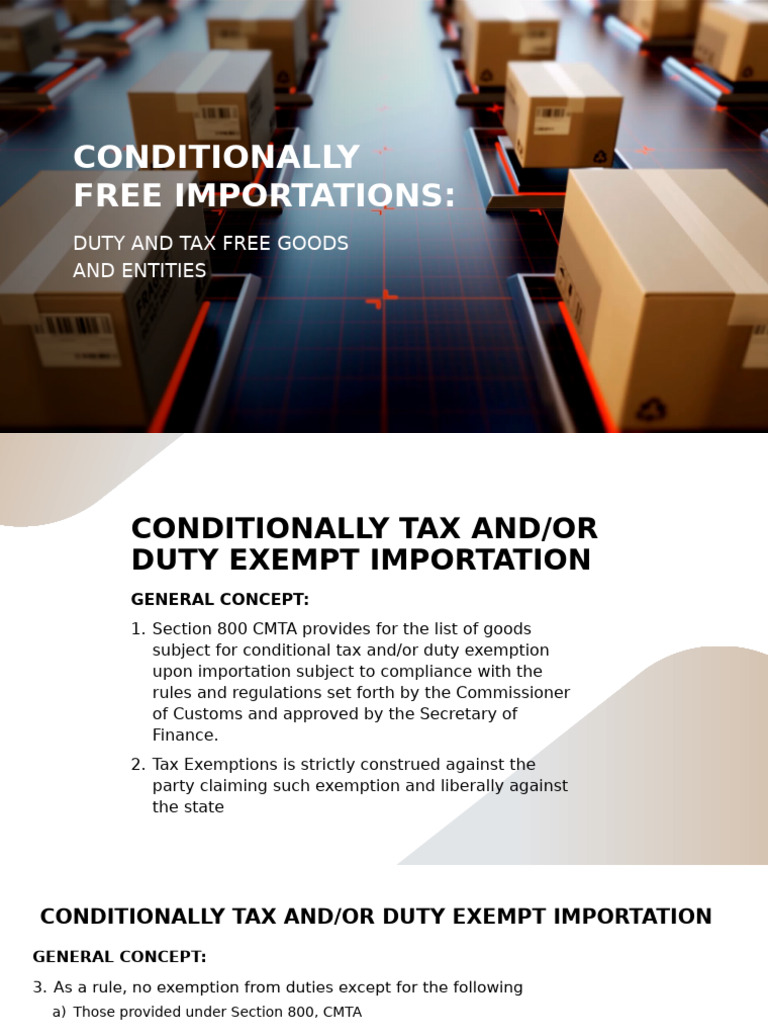 Section 800 CMTA: Duty Exemptions Guide | PDF | Tax Exemption | Customs