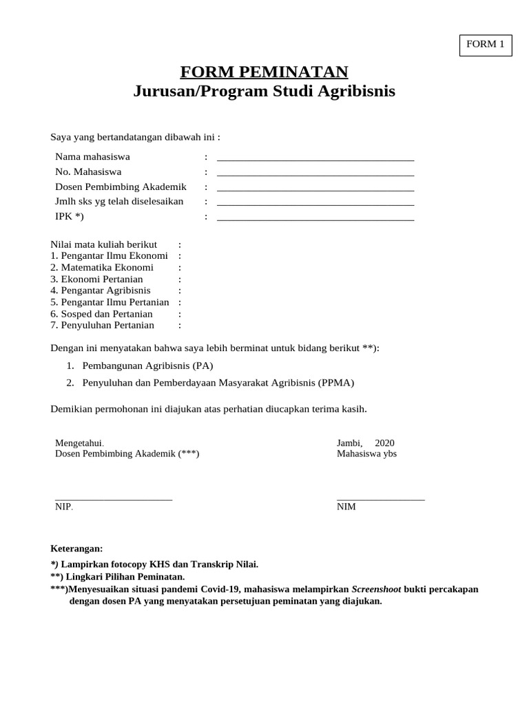 Form Peminatan | PDF
