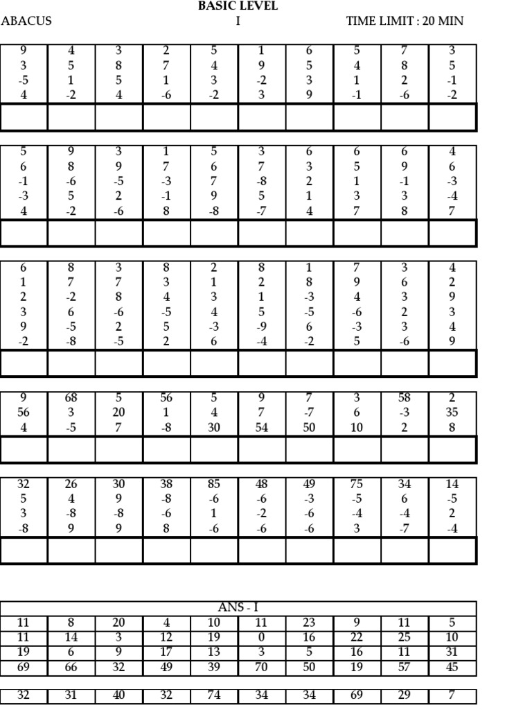 UCMAS Basic | Leisure | Mathematics