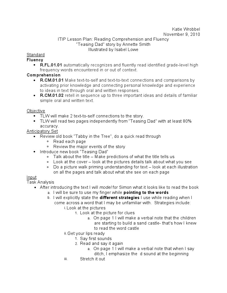 Reading Comprehension Lesson Plan | PDF | Reading Comprehension ...