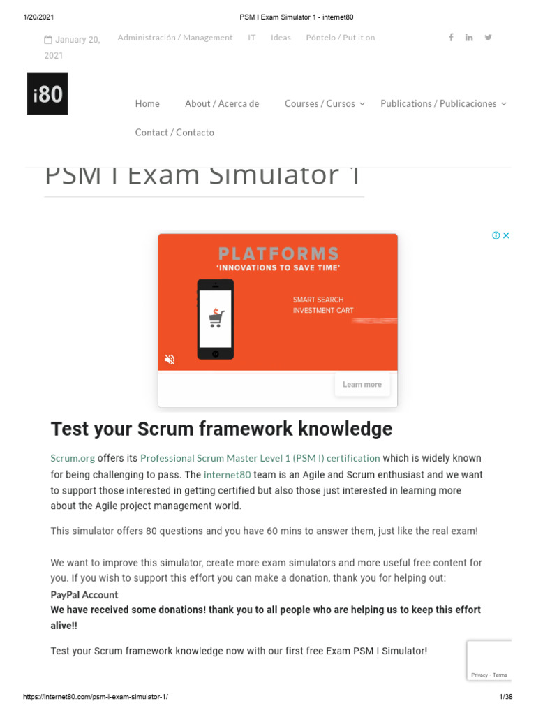 PSM I Exam Simulator 1 - Test1 | PDF | Scrum (Software Development ...
