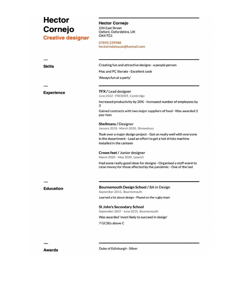 2.1 - Mock CV | PDF