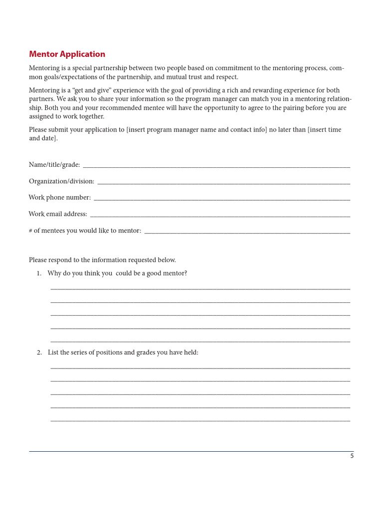 Mentor Application Form | PDF | Mentorship | Learning