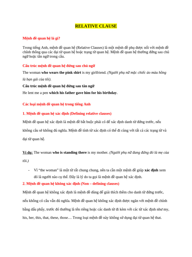 Relative Clause | PDF