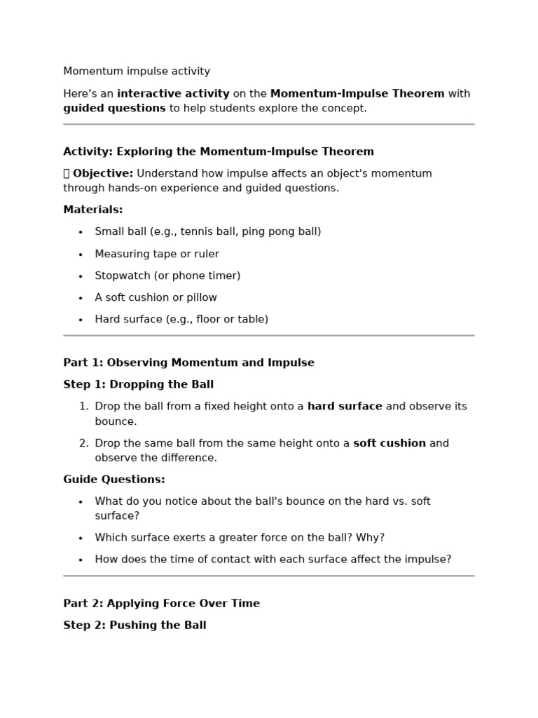 Exploring Momentum-Impulse Theorem | PDF | Force | Momentum