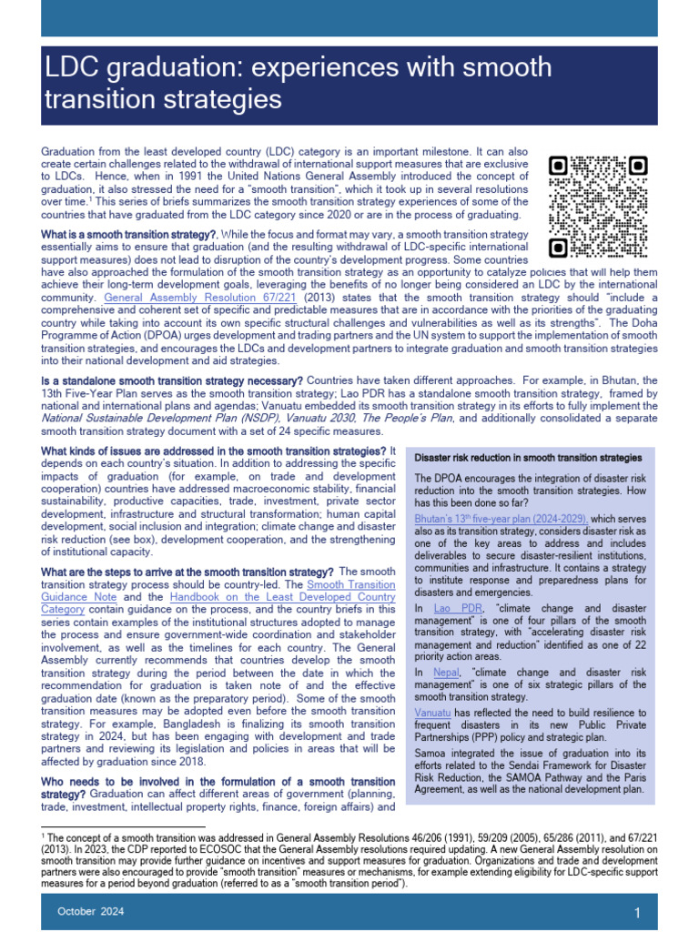 LDC Graduation: Smooth Transition Strategies | PDF | Disaster Risk ...