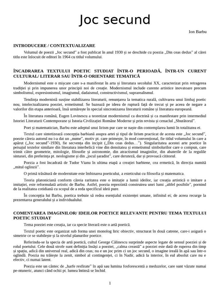 Joc Secund | PDF