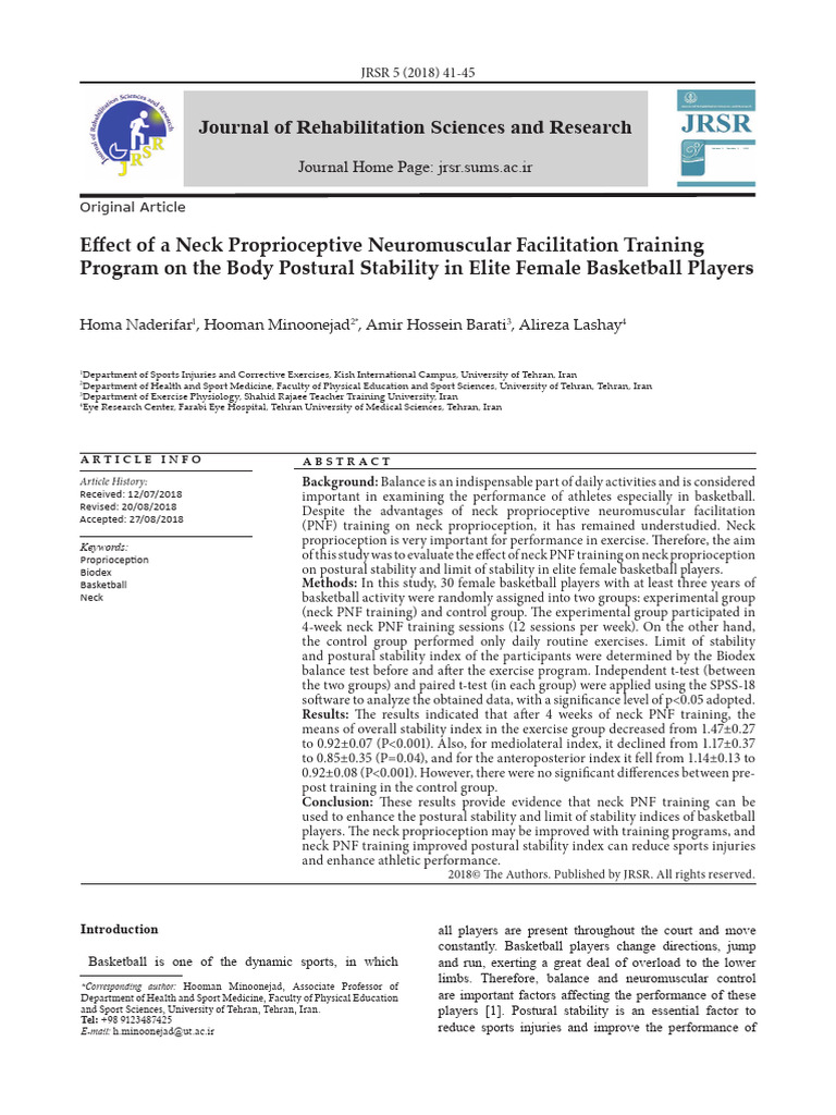 Effect of A Neck Proprioceptive Neuromus | PDF