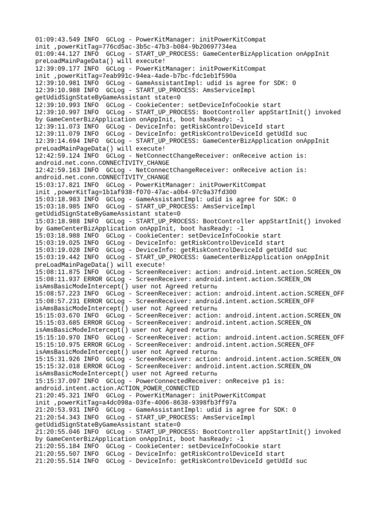 GameCenterBizApplication Initialization Logs | PDF