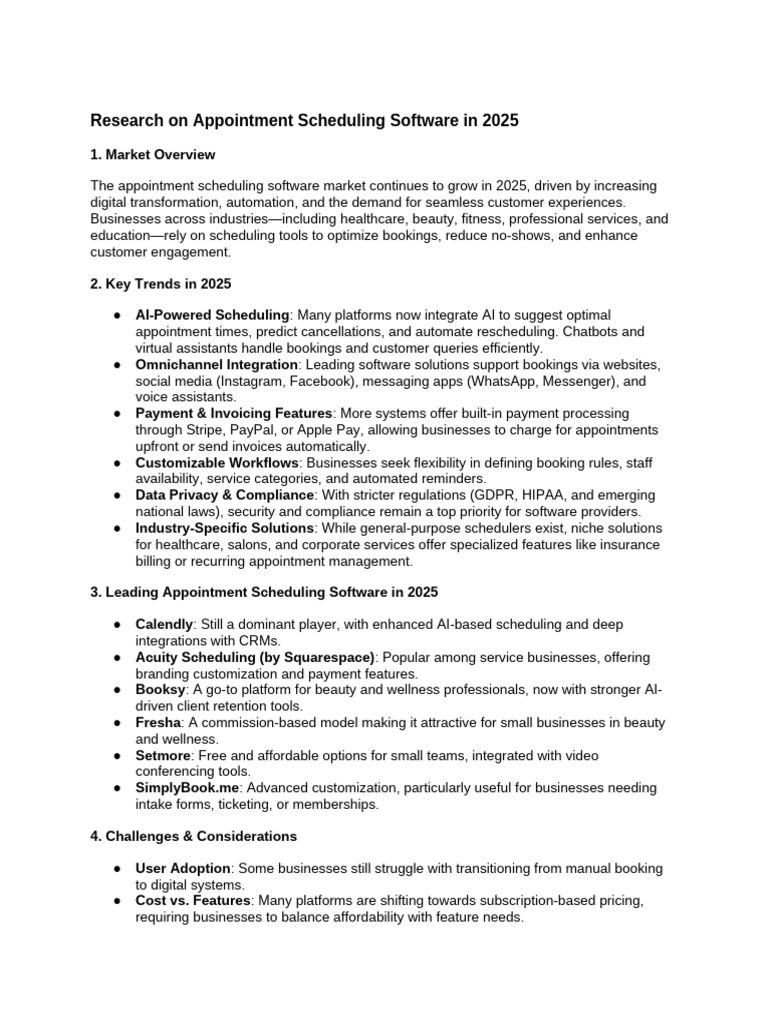 2025 Appointment Scheduling Software Trends | PDF | Customer ...