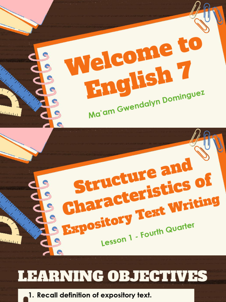 Lesson 1 - 4Q Structure and Characteristics of Expository Text Writing ...
