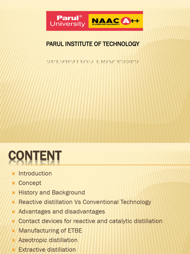 Reactive and Catalytic Distillation Techniques | PDF | Distillation ...