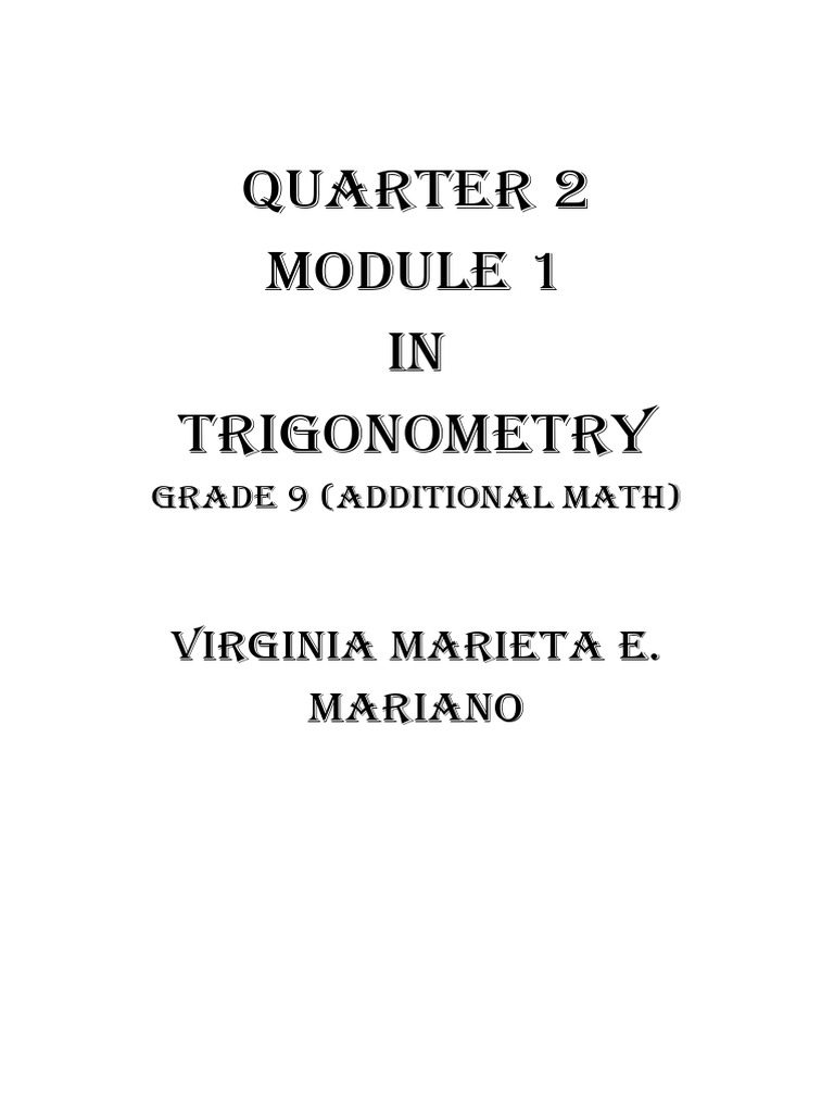 Grade 9 Trigonometry Identities Module | PDF | Trigonometry | Mathematics