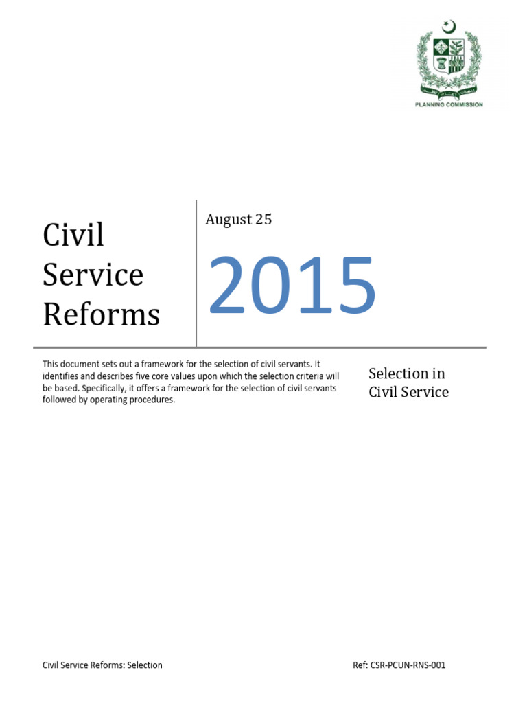 Civil Service Selection Framework 2015 | PDF | Civil Service | Recruitment