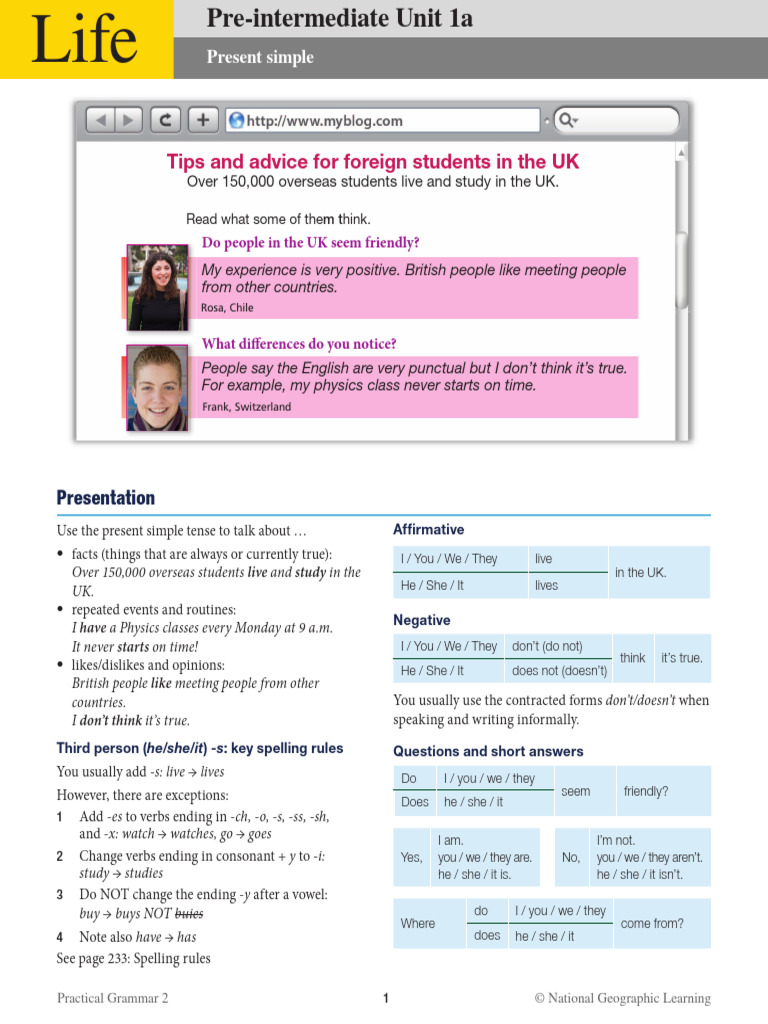 Present Simple Grammar Guide | PDF | English Language | Linguistics