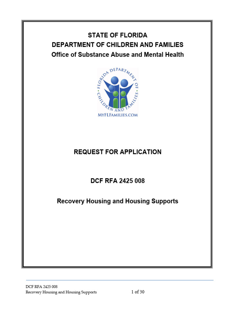 Florida Recovery Housing Funding RFA | PDF | Budget | Specification ...