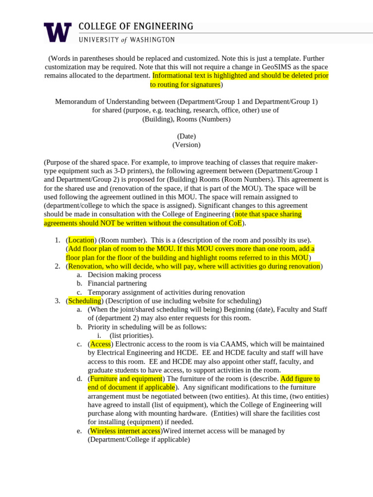 MOU for Shared Space Use Agreement | PDF | Memorandum Of Understanding