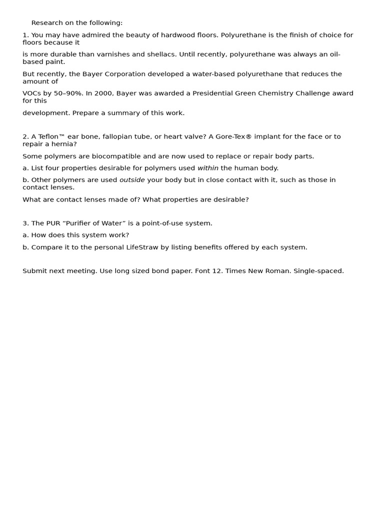 Chem 124 Final Term Assignment | PDF