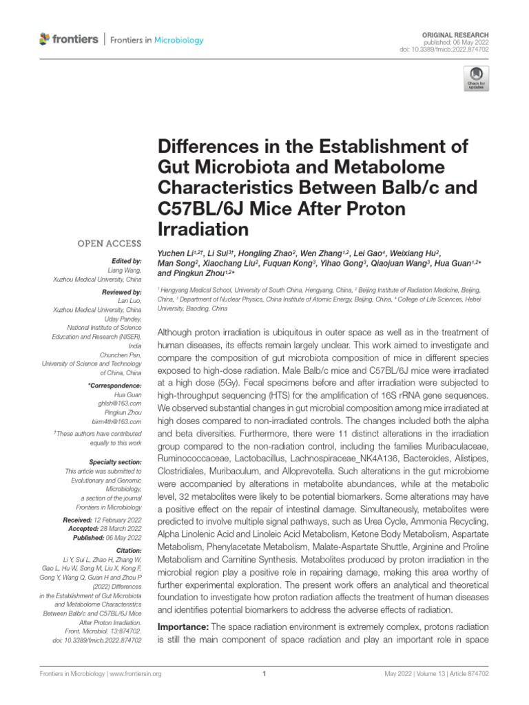 Differences in the Establishment of Gut Microbiota and Metabolome ...