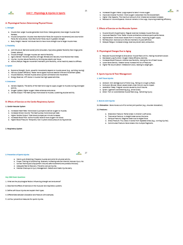 Physiology and Sports Injuries Overview | PDF | Skeletal Muscle ...
