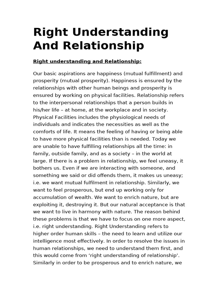 Right Understanding in Relationships | PDF | Happiness | Consciousness