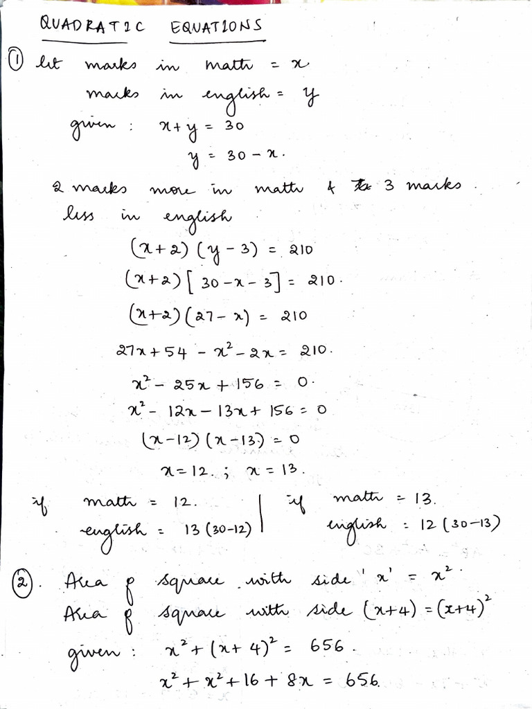 Quadratic_Answer Key | PDF