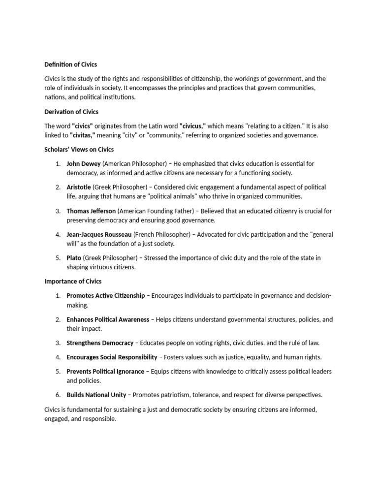 Understanding Civics and Citizenship | PDF | Democracy | Political ...