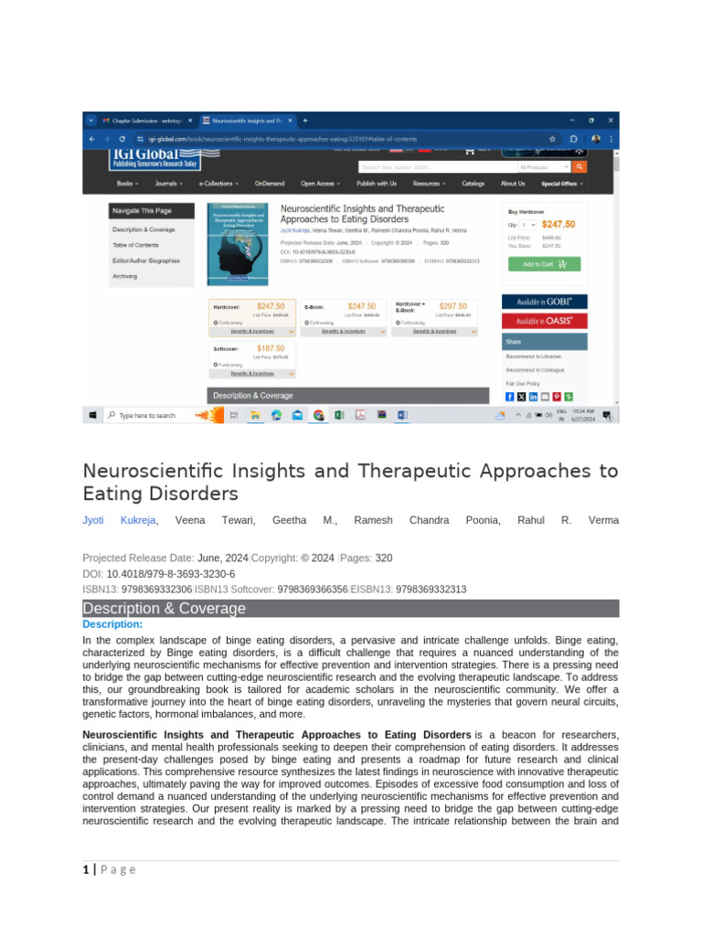 Neuroscientific Insights and Therapeutic Approaches To Eating Disorders ...