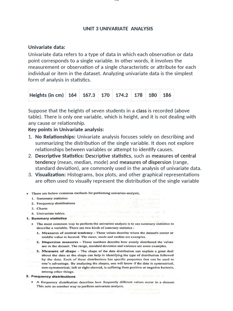 Univariate Data Analysis Techniques | PDF | Mean | Applied Mathematics