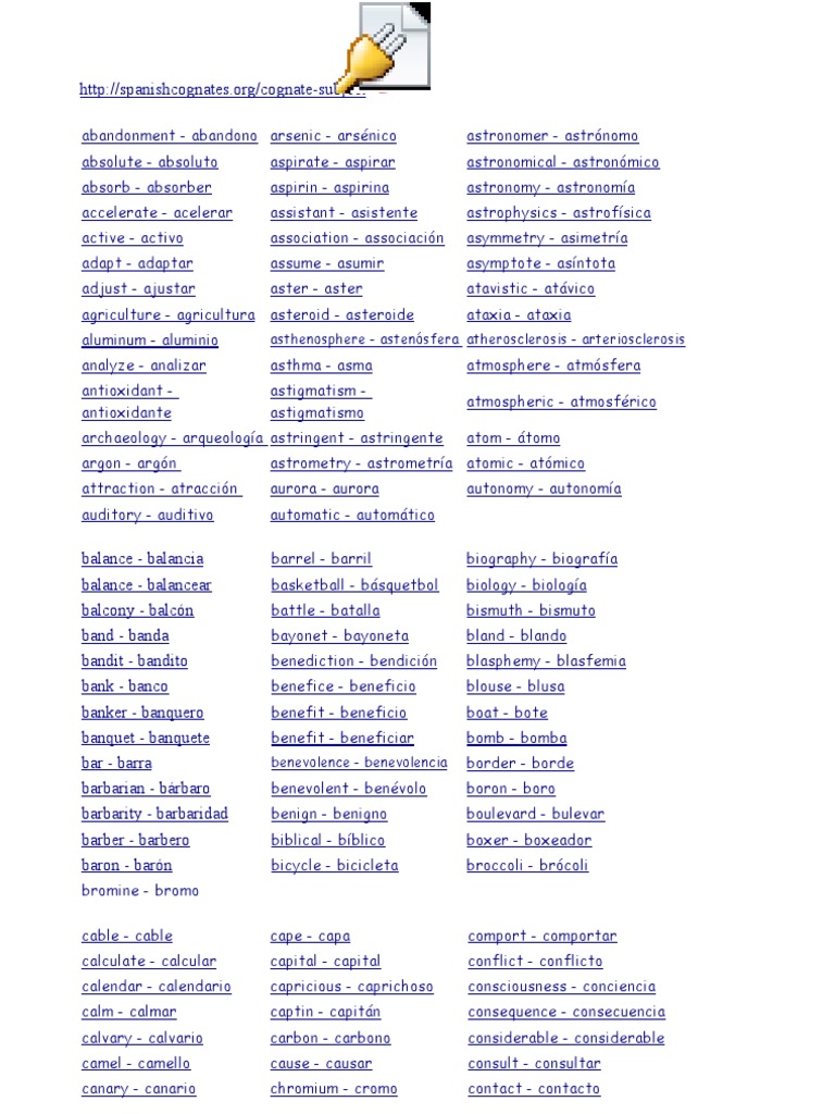 Complete List Cognates | PDF | Nature