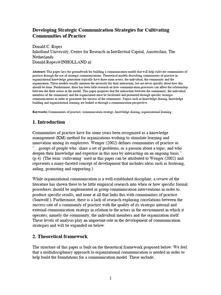 Strategic Communication for Communities | PDF | Knowledge | Tacit Knowledge