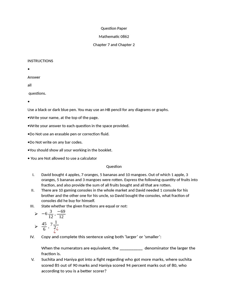 Question paper suchita gandhi mathematic fraction pdf speed