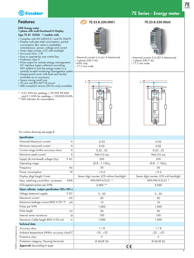 7E Series Energy Meter Specifications | PDF | Liquid Crystal Display ...