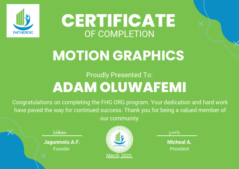 FHG ORG Program Completion Certificate | PDF