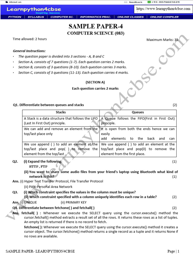 Sample Computer Science Exam Paper | PDF | Transmission Medium | World ...
