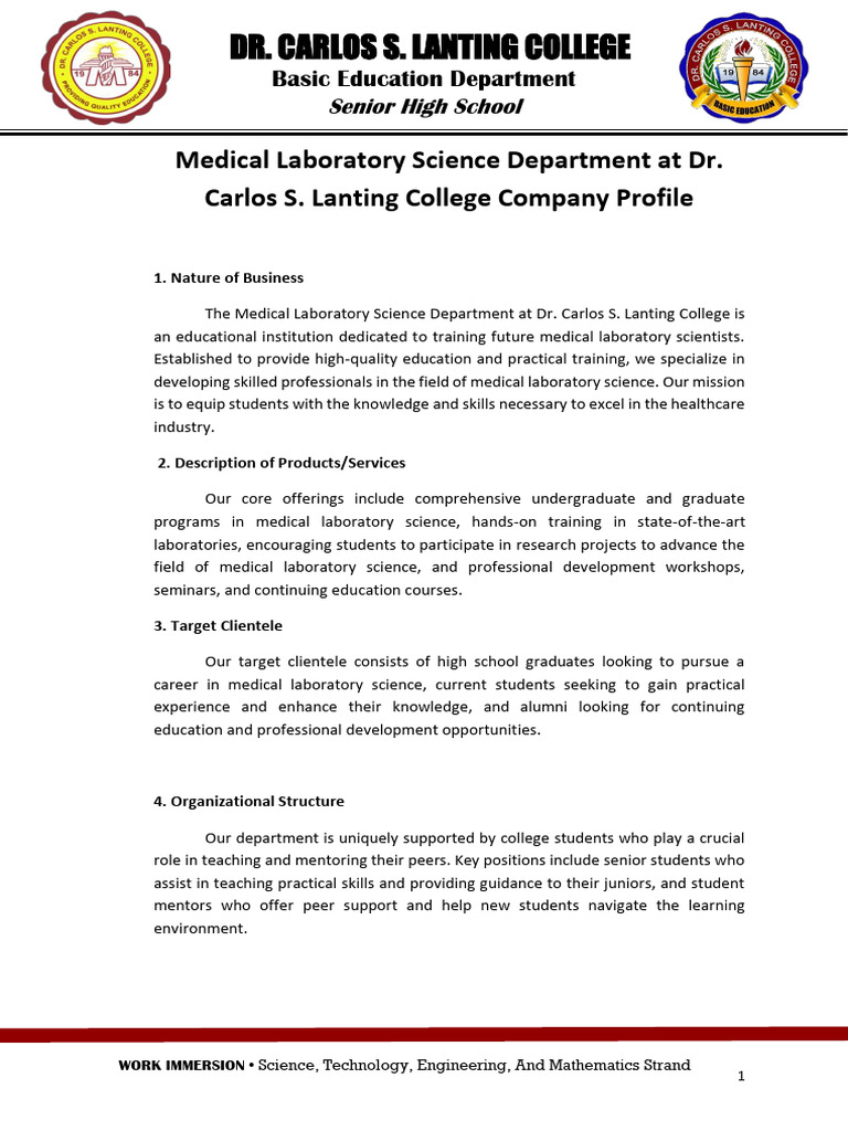 Medical Laboratory Science Program Overview | PDF | Laboratories | Water
