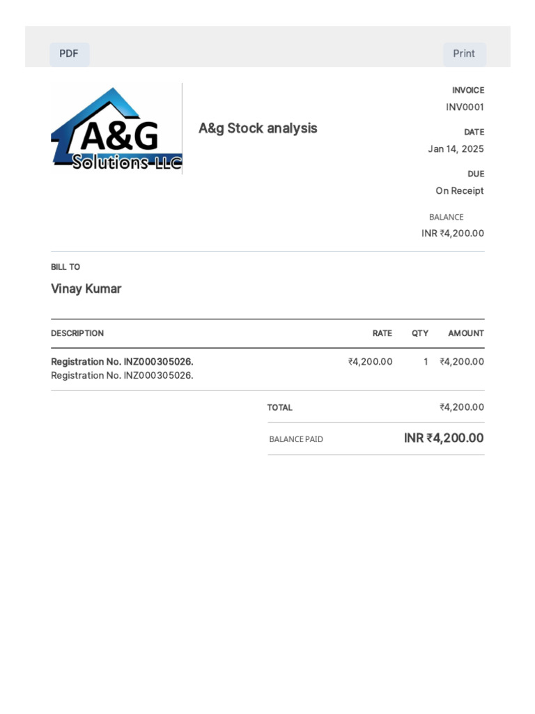 A&g Stock Analysis - Invoice INV0001 | PDF