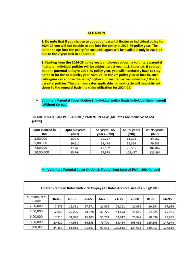 HDFC Ergo Family Floater Premium Rates | PDF