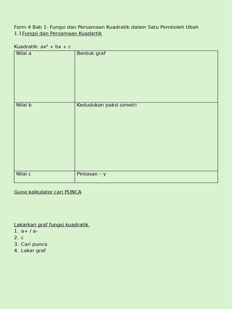 Form 4 Bab 1 | PDF