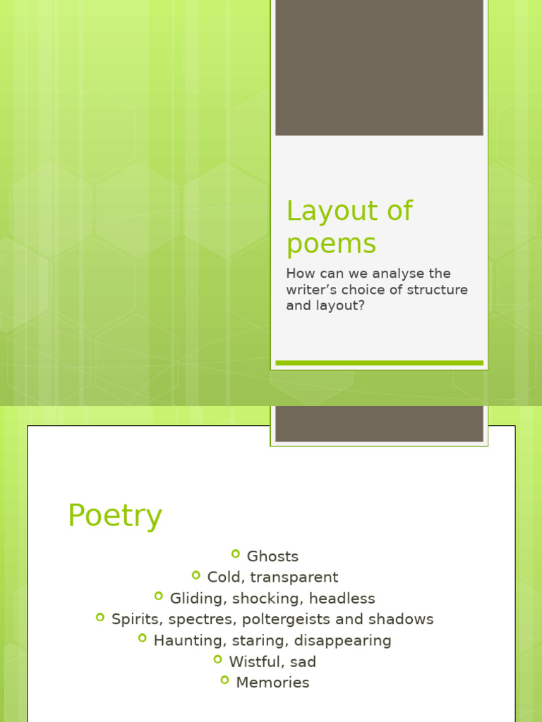 Analyzing Poetry Structure and Layout | PDF | Noun | Adjective