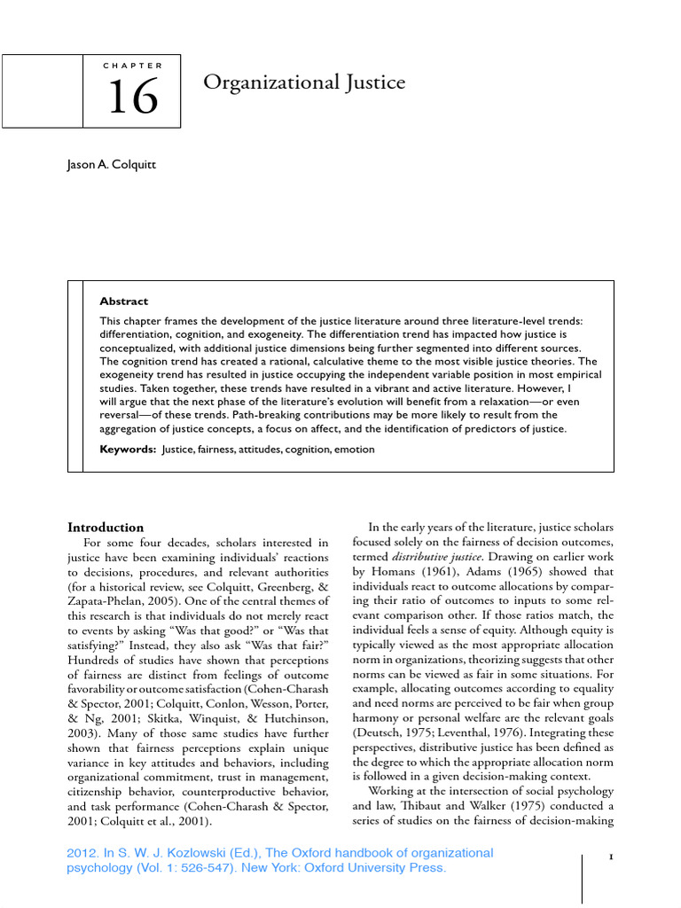 Evolution of Organizational Justice Theory | PDF | Justice | Crime ...