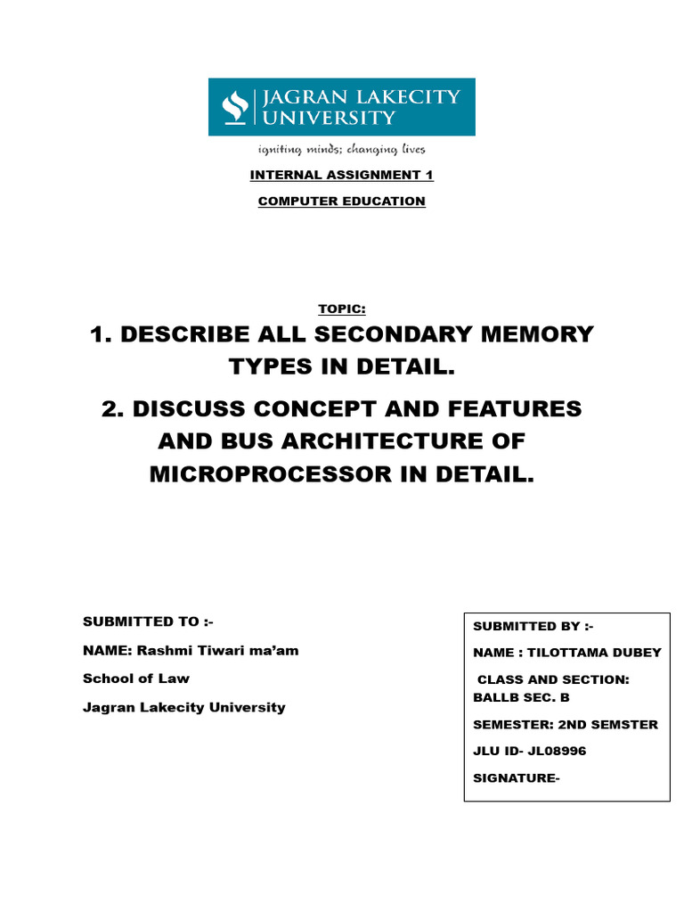 Secondary Memory & Microprocessor Overview | PDF