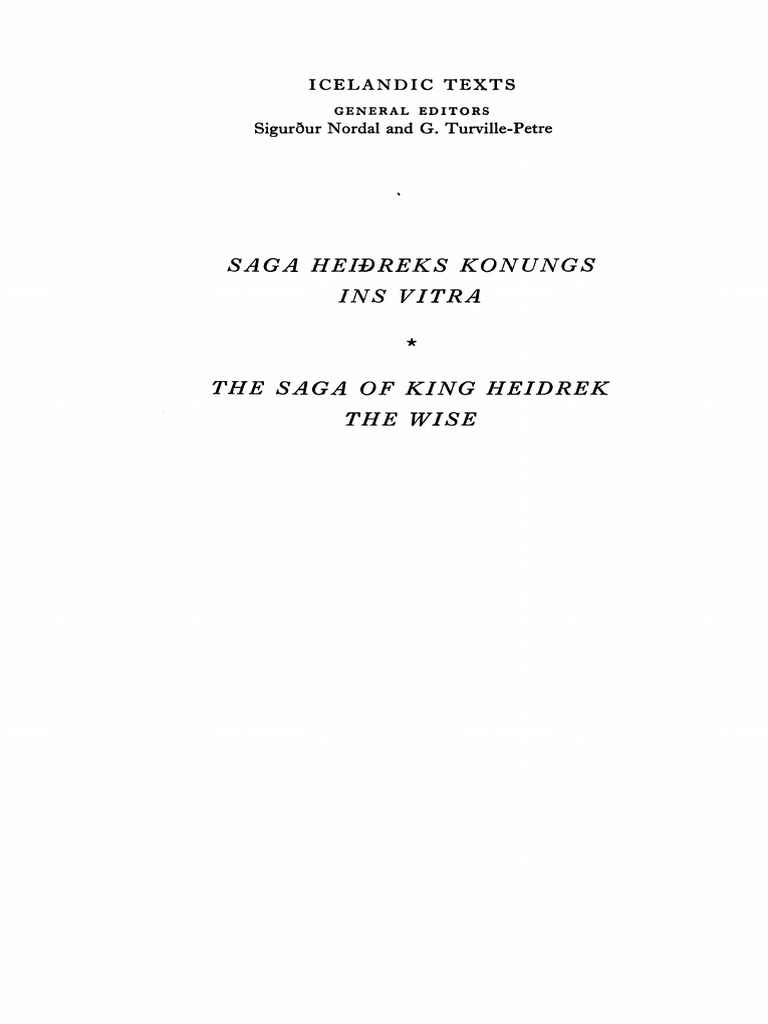 The Saga of King Heidrek The Wise (OCR) | PDF