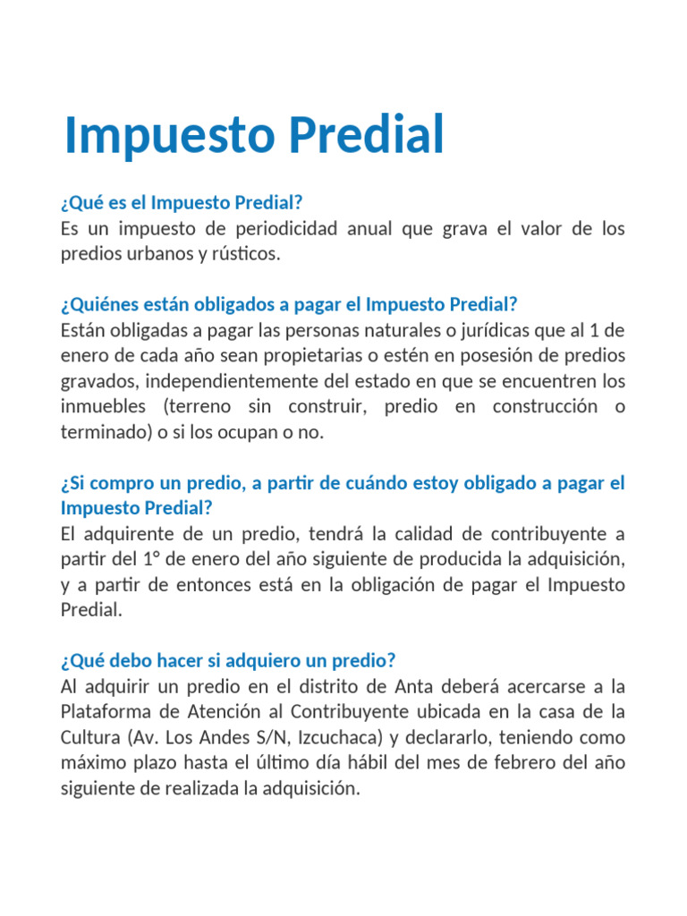Impuesto Predial | PDF | Impuestos